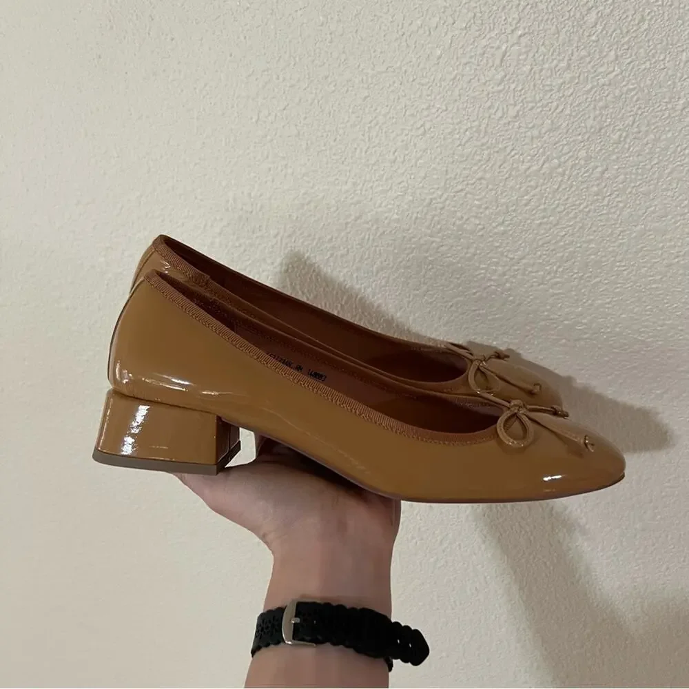 BiBi Lou | Anthropologie tan patent leather ballet heels NEW 11